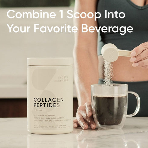Sports Research Collagen Peptides, Hydrolyzed Type 1 & 3 Collagen Powder Protein Supplement for Healthy Skin
