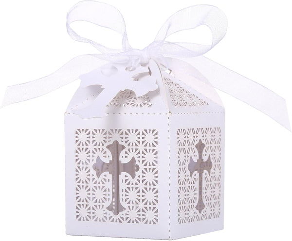 LEMESO 2x2x2in Favor Boxes for Presents, Small Gift Boxes with Ribbon, Party Wedding Favors, Mini Candy Boxes
