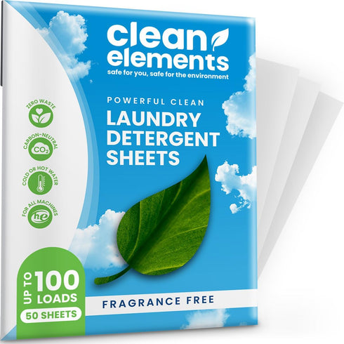 Laundry Detergent Sheets - 50 Sheets (100 Loads) | Fragrance Free, Eco Earth Friendly Clean Breeze, Non-Toxic