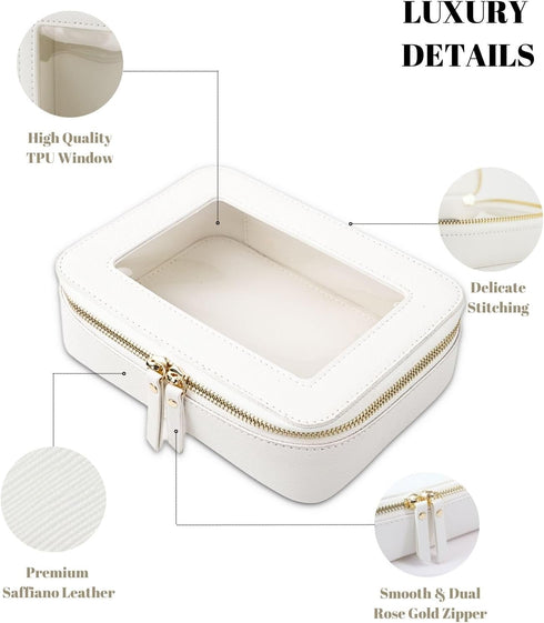 Mini Clear Makeup Bag for Purse, Cute Small Travel Cosmetic Bag with Visual Window & Dual Zippers, Pink Mini Pouch