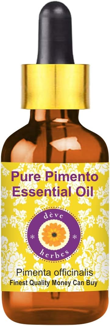 Deve Herbes Pure Pimento Essential Oil (Pimenta officinalis) 15ml (0.50 oz) with Glass Dropper - Steam Distilled