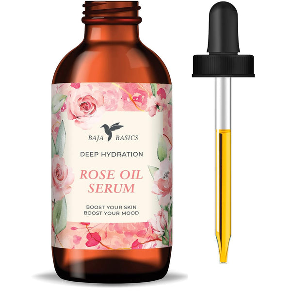 Rose Oil for Face, Essential Oil Serum for Skin, Hair and Nails, Unrefined Moisturizer, 1 oz