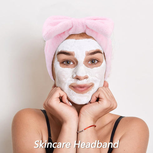 VELSCRUN 6 Pack Spa Headband, Makeup Headband, Face Wash Headband, Pink Sponge Hair Band for Women