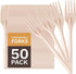 100% Eco Friendly Compostable Forks, 50 Large Disposable Utensils (6.7 in.), Durable and Heat Resistant Alternative to