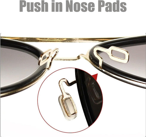 OPUGIT 5 Eyeglass Nose Pads Pairs Push in Soft Silicone Replacement Rectangle Push Slide Slip in Silicone Nosepads