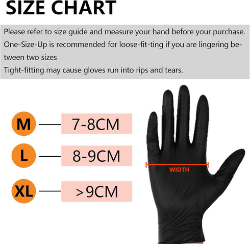 Disposable Latex Free Nitrile Gloves, 100 Pcs Black Cleaning Powder Free