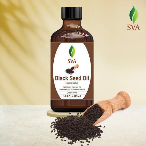 SVA Black Seed Oil - 4 Fl Oz, 100% Natural Cold Pressed for Face, Skin, Hair Care, with Dropper