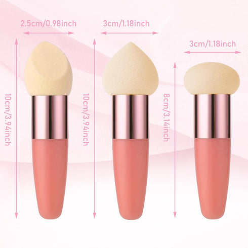 Sibba Makeup Sponge, 3 PCS Beauty Blender for Foundation, Concealer Blending, Mini Angled Brush Applicator (Rose Red)