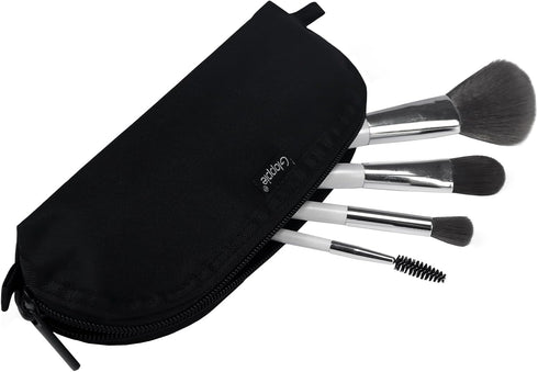 Gloppie Makeup Brush Holder Travel, Small Organizer Pouch for 10 Brushes, Portable Cosmetic Case, Black
