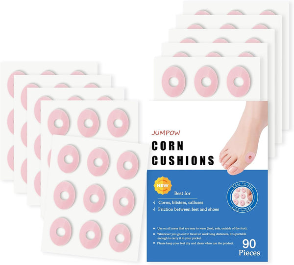 JUMPOW 90 Pcs Corn Cushions Callus Pads, Corn Removers for Feet, Soft Foam