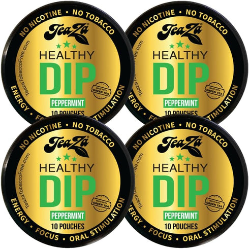 Teaza Peppermint Herbal Energy Pouch - 10 Count, 4 Camo Pucks for Natural Energy Boost