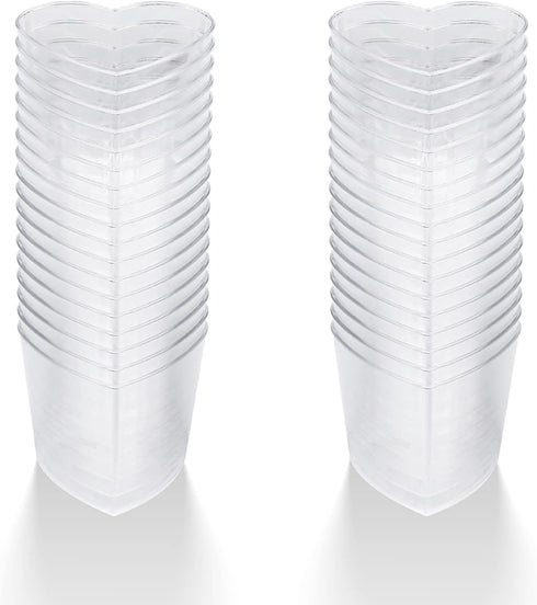 RAMFIYN 100 Pack 5oz Mini Clear Plastic Cups With Lids, Heart Shaped Yogurt Container for Party, Disposable Appetizer