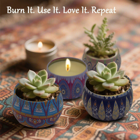 Set 4 Pack 8% 120H Scented Candles Gift for Women - Aromatherapy Candles with Essential Oils, Burn Time, Stress Relief