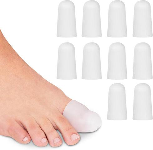ViveSole 10 Pack Soft Gel Toe Protectors for Men & Women - Flexible Cushion Sleeves for Foot Pain Relief (Large)