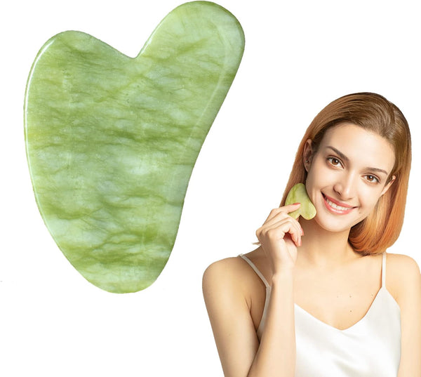 STARR-GIA Certified 100% Xiuyan Jade Gua Sha Massage Tool, Face Massager for Puffiness and Blood Flow