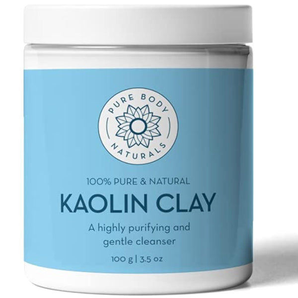 Pure Body Naturals Kaolin Clay Powder, 100 g - Ideal for Natural DIY Skin Cleansers, Masks, and Scrubs