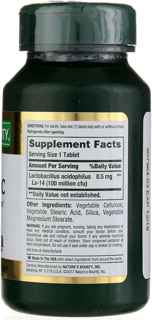 Nature's Bounty Probiotic Acidophilus Tablets, 120 ea (Pack of 5)