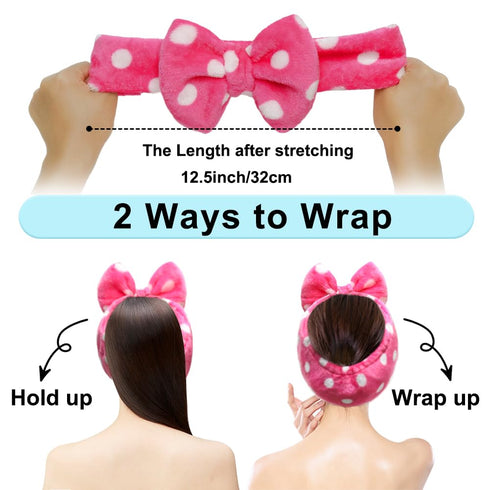 Shintop Sweet Super Soft Caroset Polka Dots Wash Cosmetic Headband Hairlace (Rose Polka Dots)