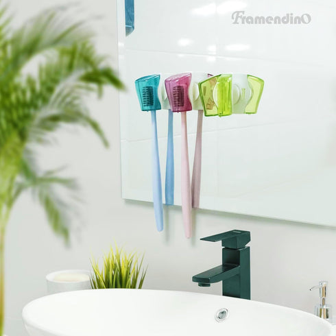 Framendino 3 Pack Toothbrush Head Covers, Caps Holder Case Protector Box with Suction Cup for Bathroom Travel
