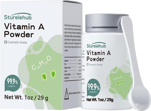 Vitamin A Palmitate Powder, 1OZ 99.9% Purity, Cosmetic Grade for Homemade Cosmetics