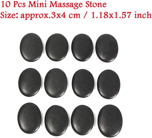 AKOAK 10 Pcs Natural Heat Retention Basalt Hot Stones for Spa and Massage Therapy, 1.18 Inch x 1.57 Inch