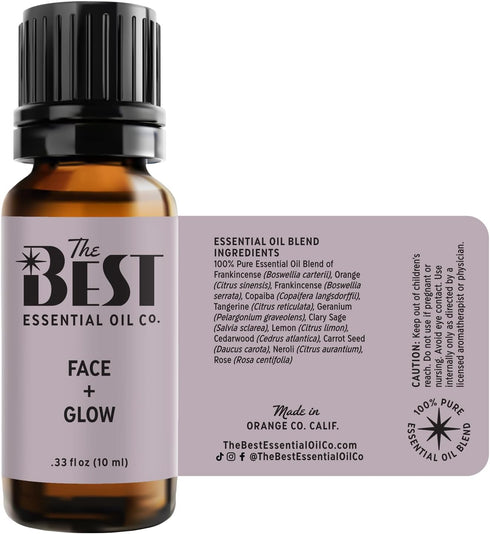 The Best Face + Glow Essential Oil Blend- Premium Grade- 100% Pure & Natural for Aromatherapy, Diffuser, Spa, Massage, Air Freshener- 10 ml (.33 fl oz)