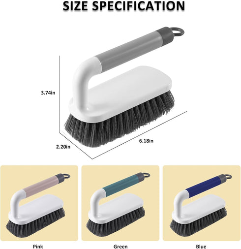 Scrub Brush, Heavy Duty Cleaning Brushes with Handle, 2 Pack for Shower, Bathroom, Kitchen, and Bathtub