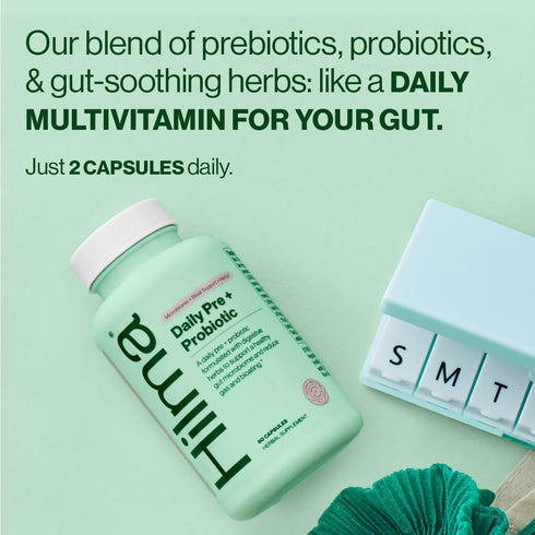 Hilma Daily Pre + Probiotic + Herbs - 60 Vegan Capsules, Support Gut Health with Prebiotics and Probiotics