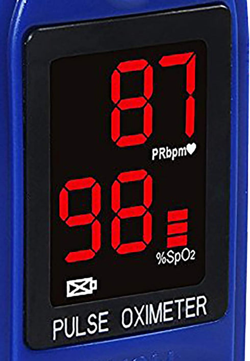 Concord Basics Blue Fingertip Pulse Oximeter, Blood Oxygen Saturation Monitor with Carrying Case & Lanyard