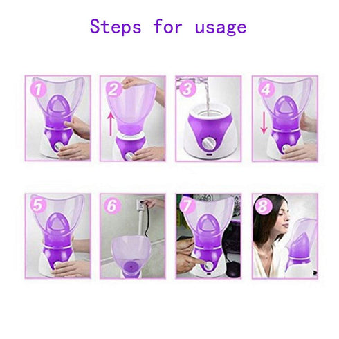 Professional Facial Steamer, Steam Inhaler for Face Mask Moisturizer, Sinus with Timer, Aromatherapy, Purple
