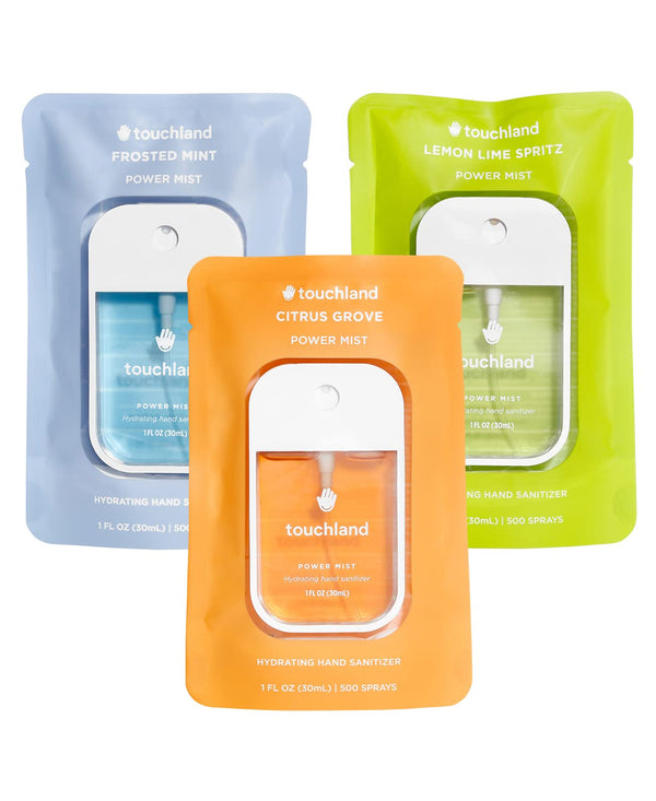 Touchland Hydrating Hand Sanitizer Spray Fresh Trio Set (Frosted Mint, Citrus Grove,