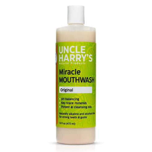 Uncle Harry's Natural Alkalizing Miracle Mouthwash - pH Balanced Oral Care for Adults & Kids - 16 fl oz - Bad Breath
