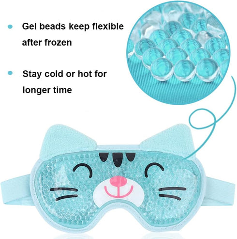 NEWGO Kids Ice Pack Eye Mask, Reusable Hot Cold Therapy Gel Eye Mask with Soft Plush Backing