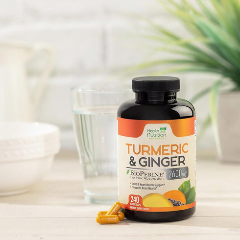 Turmeric Curcumin Supplement 2600mg with Organic Ginger & Turmeric, 95% Curcuminoids, BioPerine for Best Absorption