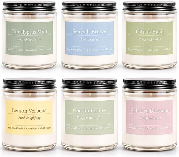 PELN Scented Candles for Women, Spring Summer 6 Pack Soy Wax Aromatherapy