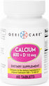 GeriCare Calcium 600mg with Vitamin D 10mcg - Bone Health Nutritional Supplement, 60 Count