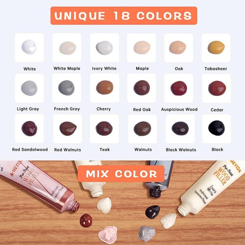 Wood Furniture Repair Kit - 18 Colors Wood Filler for Hardwood Laminate Vinyl Floor Touch Up Kit