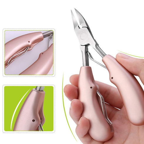 Nail Clippers for Ingrown/Thick Toenails, Surgical Grade Stainless Steel with Ergonomic Handles, Rose Gold