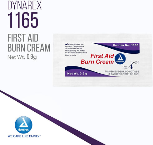 Dynarex First Aid Burn Cream, Water-Based Ointment for Minor Cuts, Wounds, Burns, Box of 144