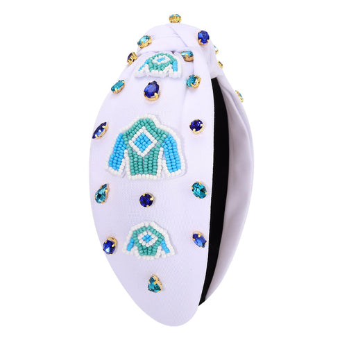 Kentucky Derby Headband for Women, Crystal Jeweled Horseshoe Knotted Headband for Race Day Gifts