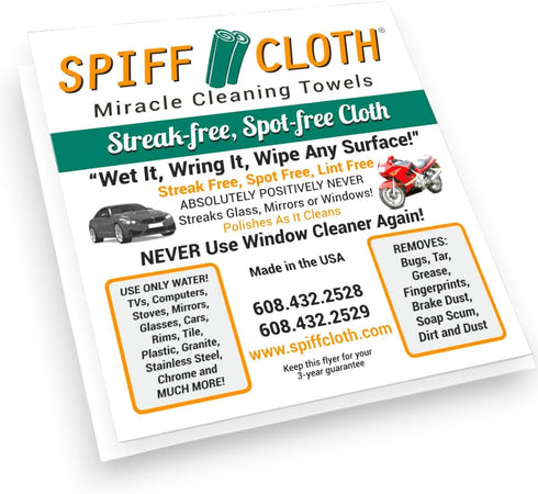 Spiff Cloth 1-Count Miracle Cleaning Towel, Streak-Free, Cleans with Just Water, 16" x 16"