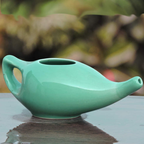 HealthGoodsIn Ceramic Neti Pot for Sinus, Premium Grade, Dishwasher Safe, Turquoise Color