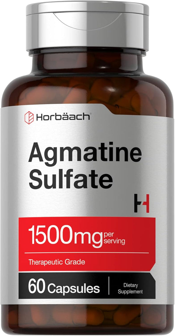 Horbaach Agmatine Sulfate Capsules 1500mg - 60 Pills, Pharmaceutical Grade, Non-GMO