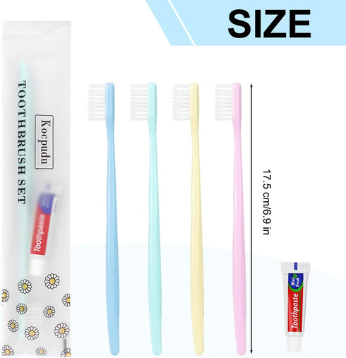 Disposable Toothbrush Bulk, Delicate Toothbrush in 4 Colors, Individually Packaged, 120 Pieces for Hotel, Home, Travel
