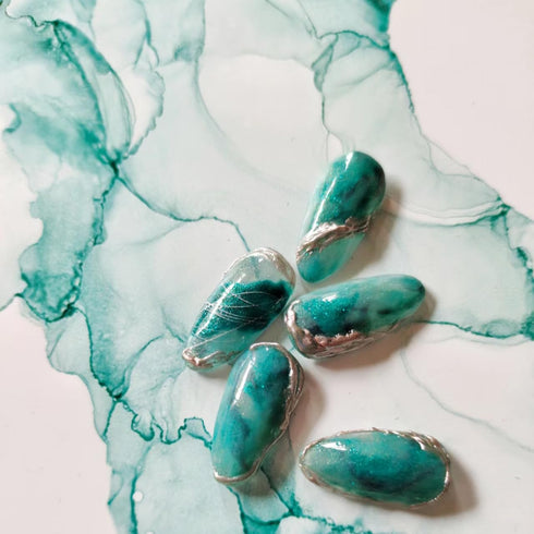 senvenski Teal Gel Nail Polish Kit - UV/LED Soak Off Nail Art Set with Blue Glitter, Manicure Gift Kit for Women