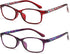 EYEURL Blue Light Blocking Reading Glasses for Women - 2 Pack Lightweight Eyeglasses, Choose Your Magnification +2.5