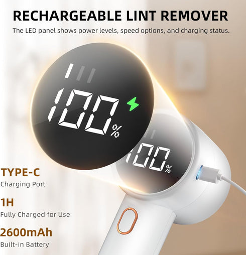 Fabric Shaver, Electric Lint Remover, Rechargeable Sweater Defuzzer to Remove Pilling, Battery Operated, 6-blade,