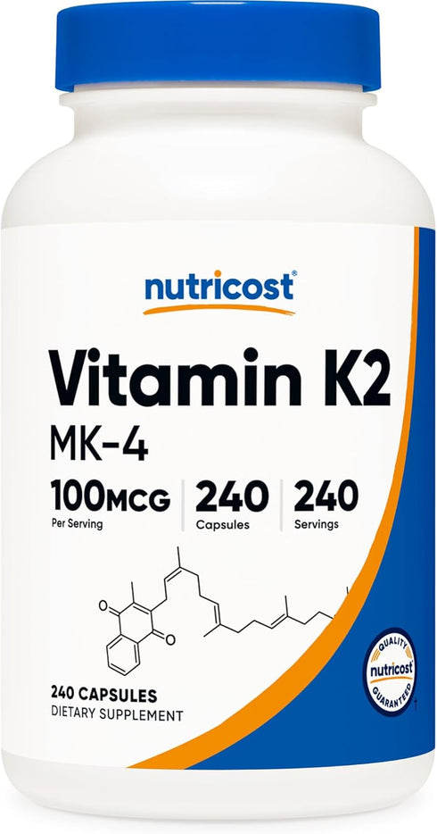 Nutricost Vitamin K2 (MK4) 240 Capsules (100mcg) - Non-GMO and Gluten Free