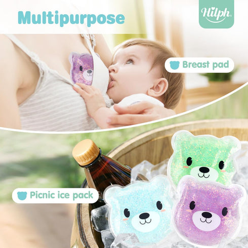Hilph Kids Ice Packs - 3 Bears Reusable Boo Boos Buddy Ice Packs for Pain Relief, Hot Cold Compress for Kids