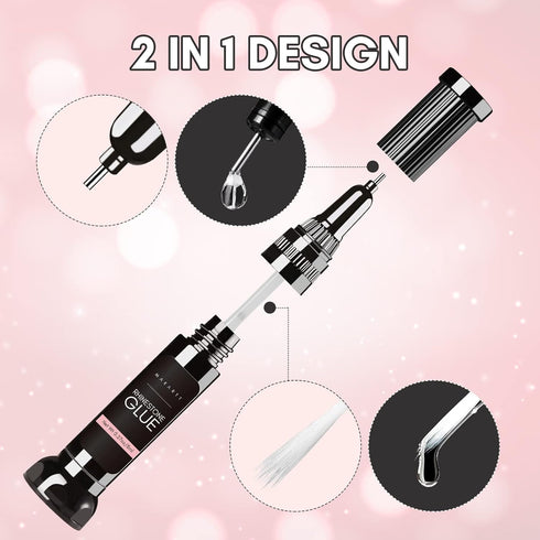 Makartt Nail Rhinestone Glue Gel, Upgrade Gel Nail Glue with Brush & Pen Tip, Super Strong Adhesive for Nail Charms